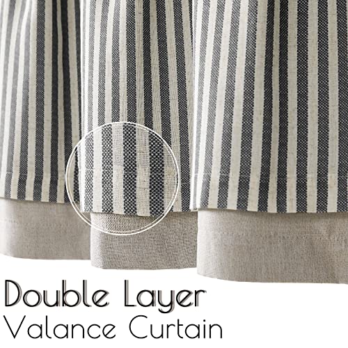 jinchan Stripe Linen Kitchen Valance Curtain, 50x16, 1 Panel, Grey - color: Boxter Striped | Charocoal Grey on Linen, size: 50"W x 16"L (Pack of 1)