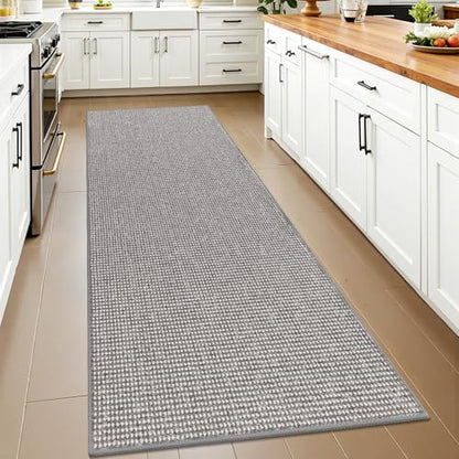 HEBE Washable Runner Rug 2'x6', Non Slip Low-Pile Hallway Rugs Runner - color: Grey/White, size: 2' x 6' (Rectangular)