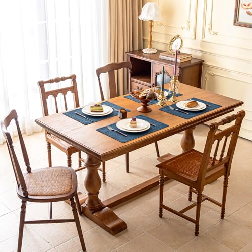 KXN Placemats Set of 4, Durable Dual-Layer Fabric Table Mats, Navy Blue - color: Navy Blue