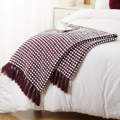 Battilo Throw Blanket for Couch, Red Textured Dot Throw Blankets, 50"x60" - color: Red Dot, size: 50"x60"