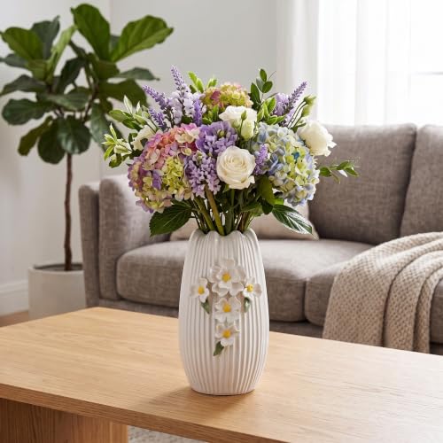 White Vase, Modern Ceramic Vases for Centerpieces,9 Inch - color: White and Yellow, size: 9 inch