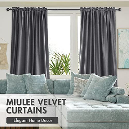 MIULEE Grey Blackout Velvet Curtains Drapes 72 Inch Long 52"x72" Bedroom - color: Grey, size: 52"W x 72"L (Pack of 2)