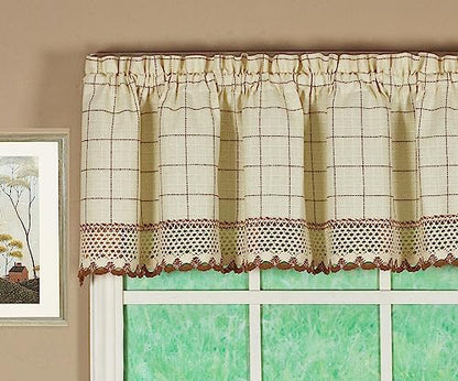 Today's Curtain Adirondack 2-Tone Crochet Valance 12", Ecru/Toast, 60W x 12L - color: Ecru/ Toast, size: 60"W x 12"L (Pack of 1)