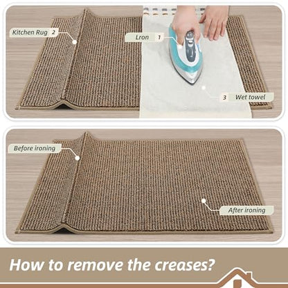 BEQHAUSE Kitchen Rugs and Mats 2PCS Non-Slip, 20"x32"+20"x48", Taupe - color: Taupe, size: 20"x32"+20"x48" (Rectangular)