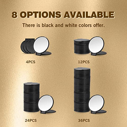 Qislee 12 Pack Compact Mirrors Bulk for Party Favors Purse Travel, Black - color: 12 Pcs-black