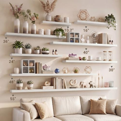 Vivelove 10 Inch Deep Floating Shelves 40” Set of 2, White - color: White, size: 40”wx10.2”dx1.5”h