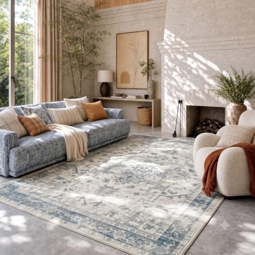 Rugxara 6x9 Washable Area Rug for Living Room,Light Blue Grey - color: Blue & Grey, size: 6' x 9' (Rectangular)