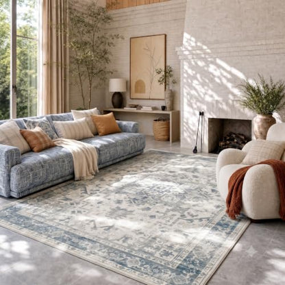 Rugxara 6x9 Washable Area Rug for Living Room,Light Blue Grey - color: Blue & Grey, size: 6' x 9' (Rectangular)
