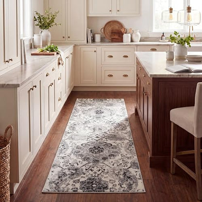 SAFAVIEH Madison Collection Runner Rug - 2'3" x 14', Cream & Silver, Boho Chic Glam Paisley Design, Non-Shedding & Easy Care, Ideal for High Traffic Areas in Living Room, Bedroom (MAD600D) - color: Cream/Silver, size: 2'3" x 14' (Runner)