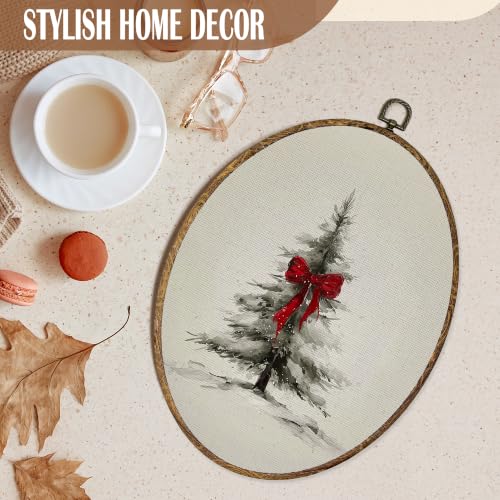 FSTCSV Minimalist Christmas Tree Oval Wall Art Framed 8.8x11.5in - color: oval-10