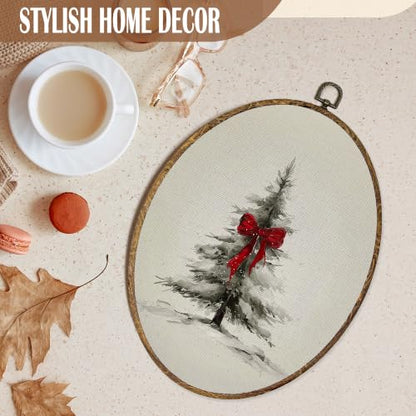 FSTCSV Minimalist Christmas Tree Oval Wall Art Framed 8.8x11.5in - color: oval-10