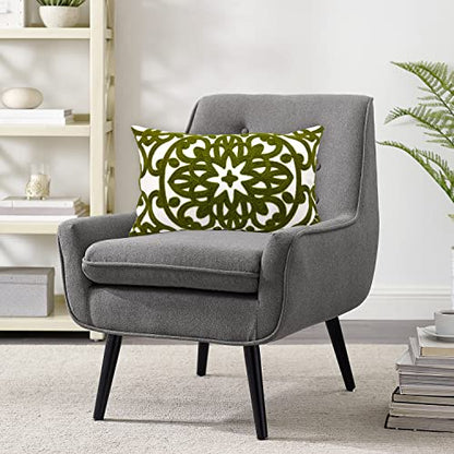 Alysheer Embroidered Lumbar Throw Pillow Cover 12"x 20", 1pc Olive Green - color: Olive Green, size: 20" x 12" (Pack of 1)