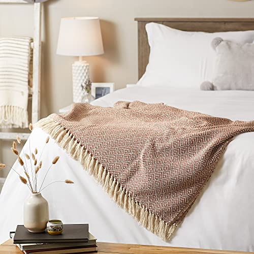 DII Diamond Throw Collection Cotton Woven, 50x60, Cinnamon - color: Cinnamon, size: 50x60"