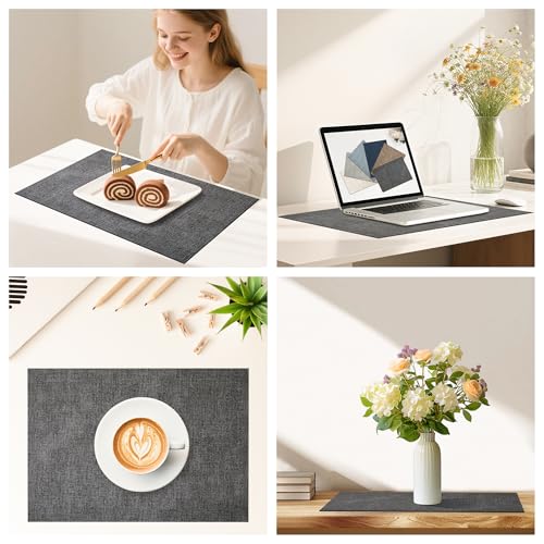DOLOPL Placemats Set of 4, Reversible Faux Leather Place Mats, Charcoal - color: Charcoal, size: Set of 4