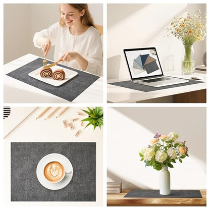 DOLOPL Placemats Set of 4, Reversible Faux Leather Place Mats, Charcoal - color: Charcoal, size: Set of 4