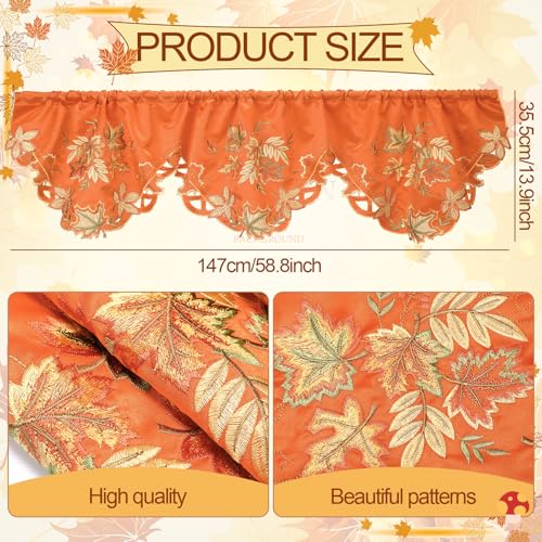 Breling Fall Kitchen Curtain Valance Embroidered for Thanksgiving - style: Maple Leaves