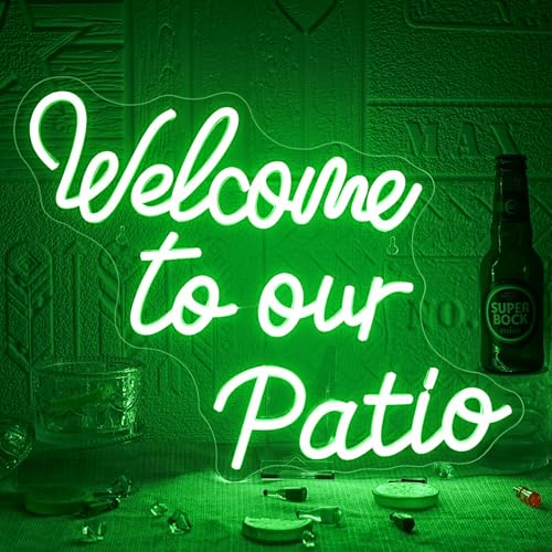 Welcome to Our Patio Neon Sign Wedding Green Plants Outdoor Neon - color: Colorful-A-welcome