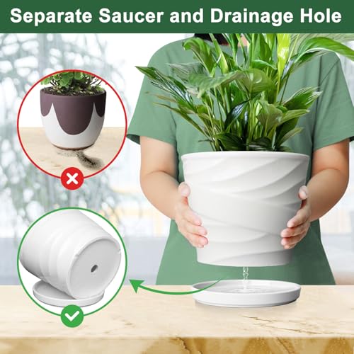 8 Inch Ceramic Plant Pot, White - color: Pure White, size: 8 Inch-1 Pack