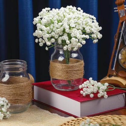 43 Pcs/ 6 Set Babybreath Mason Jar Table Centerpiece Mason Jar Vases - size: Babybreath