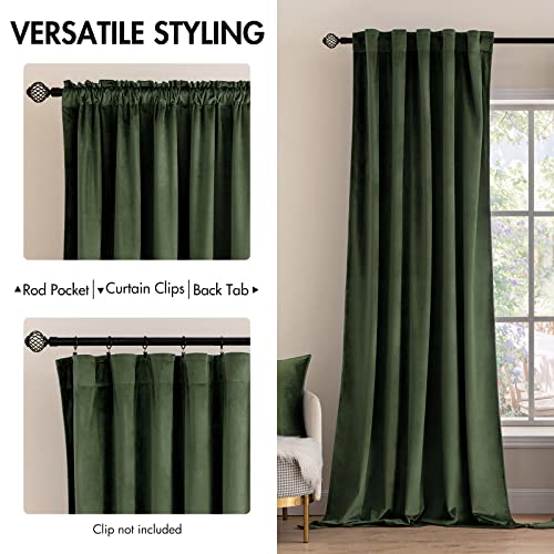 MIULEE Velvet Curtains 52x94 inches 2 Panels Olive Green Blackout Curtains - color: Olive Green, size: 52"W x 94"L (Pack of 2)