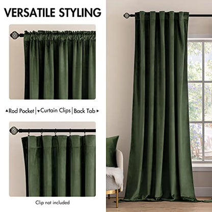 MIULEE Velvet Curtains 52x94 inches 2 Panels Olive Green Blackout Curtains - color: Olive Green, size: 52"W x 94"L (Pack of 2)
