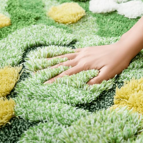 UKELER Moss Area Rugs, 3D Grass Moss Runner Rug for Laundry Room Soft Shag Non Slip Washable Bath Rugs Mats for Bedroom Living Room Kids Playroom Hallway Kitchen 55''x27.5'' - color: Moss Rug E