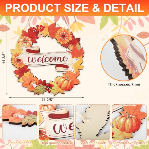 COCHIE Vintage Hello Fall Decorations Fall Leaves Pumpkins Welcome Sign - style: Autumn