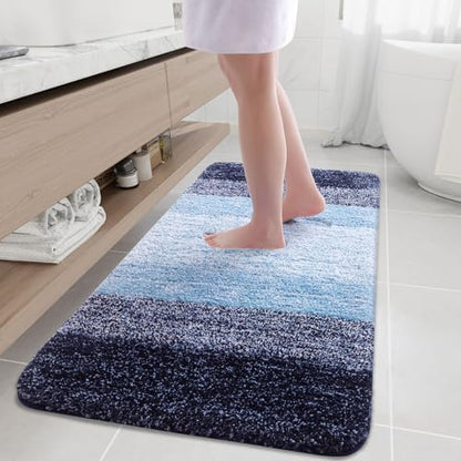 Arotive Microfiber Bathroom Rugs, Shaggy Soft Absorbent Bath Rug, 54x24 - color: Blue, size: 54" X 24"
