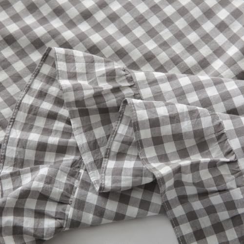 Silnuo Grey/White Plaid Ruffled Body Pillow Sham 1 Piece Washed Cotton Shabby Checkered Gingham Pillow Cover 20"x54" - color: Grey/White Plaid, size: Body Pillow (20" x 54") - 1 Piece