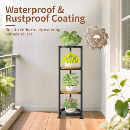 LASZOLA Plant Stand Tall Flower Holder for Indoor Corner, 4 Tier Black