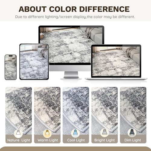 DMOYEST 3x8 Washable Runner Rug for Hallway Abstract Soft Carpet Runner - color: Grey, size: 3' x 8' (Runner)