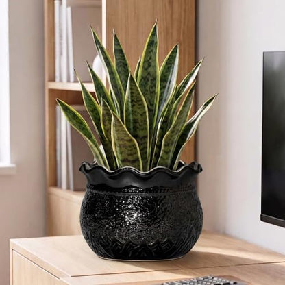 Ceramic Planters for Plants, 10 Inch Flower Pots, Black - color: Black, size: 10 Inch
