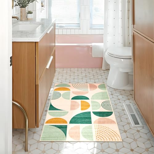 MUJOO Green Small Rug Washable,Boho Area Rugs Non Slip Modern Abstract - color: Green and Yellow, size: 2' x 3' (Rectangular)