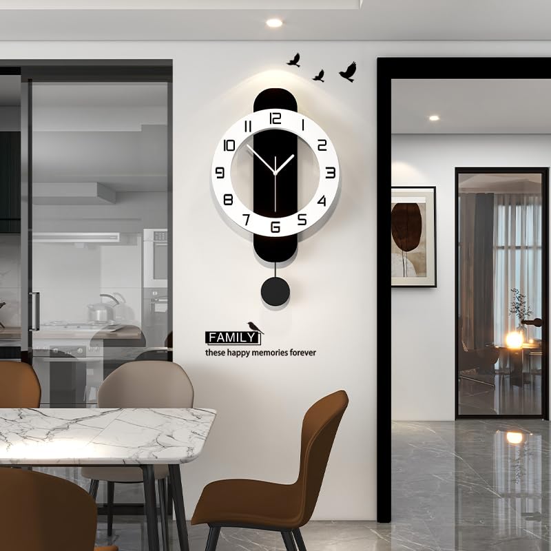 Modern Wall Clock Battery Operated Large Clocks for Living Room - size: 12.6*24 inch
