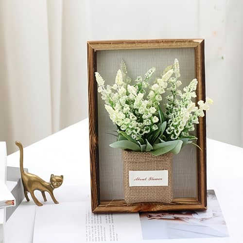 Wall Planter Vase with Ceramic Pot 3D Wooden Wall Art Hanging Vases for Flowers, Indoor Wall Plant Holder for Home Decor, Wall Mounted Frame for Dried/Fresh Plants-White Green Purple - color: White Green Purple