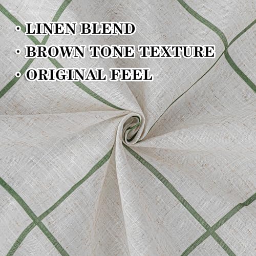 MYSKY HOME 100% Blackout Plaid Linen Curtains 63 Inches Long Double Layer Farmhouse Thermal Insulated Checkered Print Drapes with Rod Pocket Back Tab for Bedroom Living Room, 2 Panels, 52"Wide, Green - color: Green, size: 52"W x 63"L (Pack of 2)