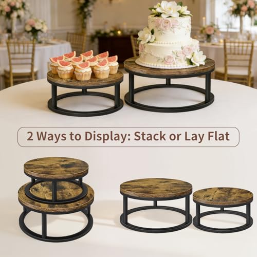 2 Pack Rustic Round Cake Stand Set, 10/12 Inch Cupcake Pedestal Stands - size: 2 Pack