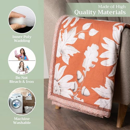 Maison d' Hermine Throw Blanket for Couch Lightweight Soft (60''X80'') - color: 032 - Pretty Autumn - Langoustino, size: 60"x80"