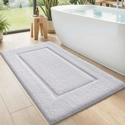 DEXI Bath Mat 43x24, Soft Absorbent Bathroom Rugs Non Slip, White - color: White, size: 43" X 24" (Rectangular)