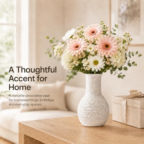 Nawaza Ceramic Flower Vase White Small Farmhouse Table Decor Vase V15 - color: Modern White-v15