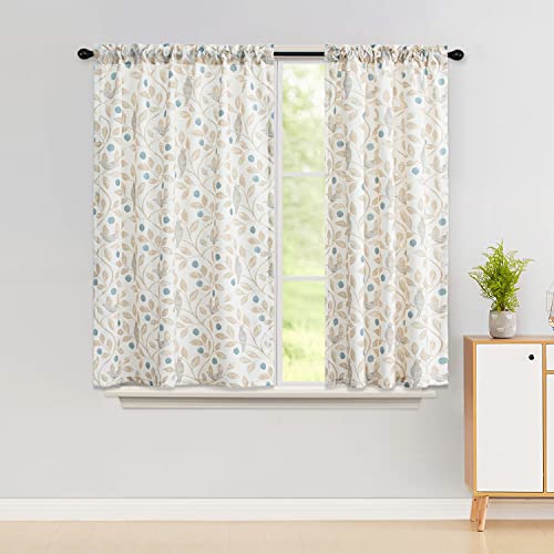 VOGOL Birds & Leaves Print Curtains, Rod Pocket Drapes, 42 x 45, 2 Panels - color: Birds, size: 42"W x 45"L (Pack of 2)
