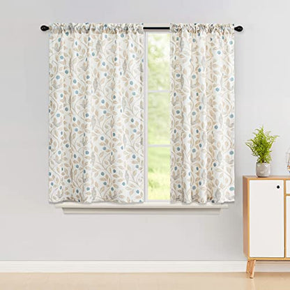 VOGOL Birds & Leaves Print Curtains, Rod Pocket Drapes, 42 x 45, 2 Panels - color: Birds, size: 42"W x 45"L (Pack of 2)