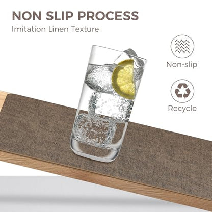 NCUE Vinyl Placemats Set of 6, 17"x12" Wipeable Place Mats with Coasters - color: Dark Coffee, size: Set of 6