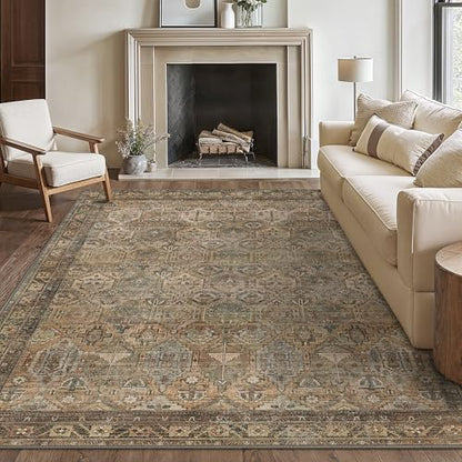 5x7 Area Rug Washable Rug for Living Room Bedroom Non Slip Carpet Taupe - color: Area Warm Taupe, size: 5' x 7' (Rectangular)