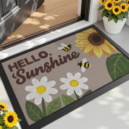 LUMI Outside Welcome Door Mat 24x36, Non-Slip Durable Rubber Easy Clean - color: Sunshine, size: 24"x36"