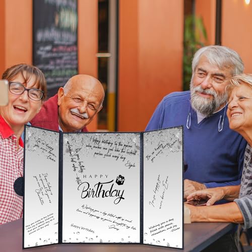 Crenics Black and White Birthday Guest Signature Book Alternative 18" x 12" - color: Black