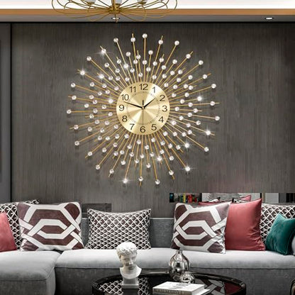 Extra Large Wall Clocks for Living Room Big Modern Clock Silent - color: Gold, size: 28 inch