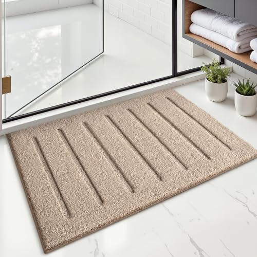 LUMI Ultra Soft Bathroom Rugs Absorbent, Non Slip Bath Mat 16x24, Beige - color: Beige, size: 16" X 24"