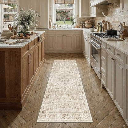 Washable Neutral Beige Kitchen Runner Rug Set of 3 - color: Neutral | Beige, size: 20"x32"+20"x48"+20"x59"