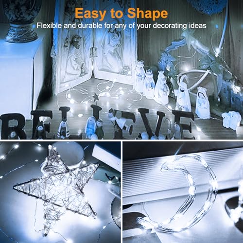 btfarm 50 Pack Fairy Lights Battery Operated Twinkle Lights with 3 Modes - color: Cool White, size: 50 Pack